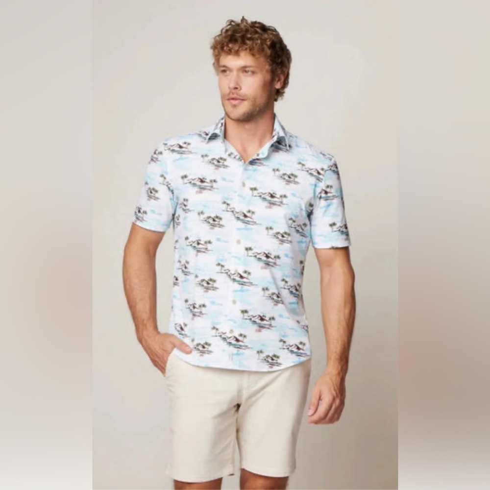 Johnnie O Barts Tropical Print Stretch Camp Shirt